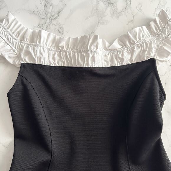 Maeve Off-The-Shoulder Hourglass Tuxedo Top women’s size medium NEW black/white - Picture 4 of 8